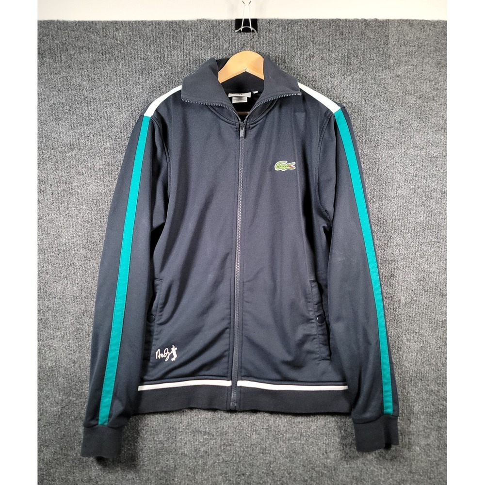 Lacoste x Andy Roddick Track Jacket Mens Size 4 Black Green Tennis Vintage Y2K